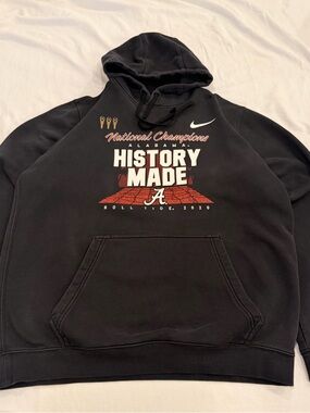 Nike Black Pullover Hoodie with Red & White Graphic